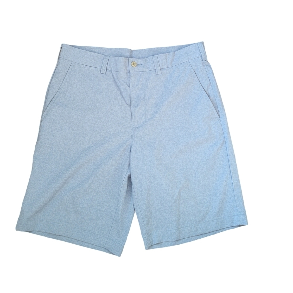 Men's PGA Tour Light Blue Heather Blue Flat Front Golf Shorts Size 32 - Picture 2 of 5